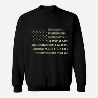 Husband Daddy Protector Hero Fathers Day Flag Gift Sweat Shirt - Seseable