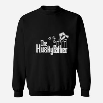 Husky Father Dog Dad Puppy Paw Print Fun Animal Fathers Day Sweat Shirt - Seseable
