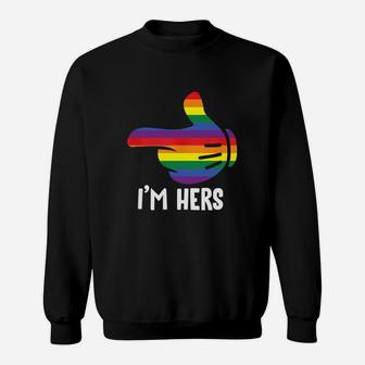 I Am Hers Rainbow Lesbian Couple Funny Lgbt Pride Matching Sweat Shirt - Seseable