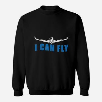 I Can Fly Butterfly Swimmer Cool Funny Swimming Sweatshirt - Seseable