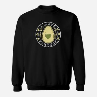 I Love Avocado Herz-Design Schwarzes Sweatshirt für Avocado-Liebhaber - Seseable