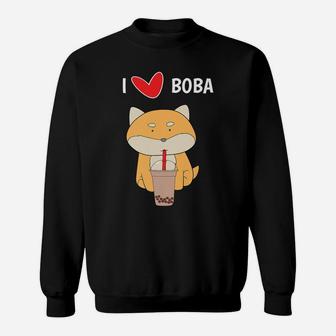 I Love Boba Funny Corgi Dog Bubble Tea Cute Sweat Shirt - Seseable