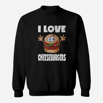 I Love Cheeseburgers Funny Cute Vintage Cheeseburger Sweat Shirt - Seseable