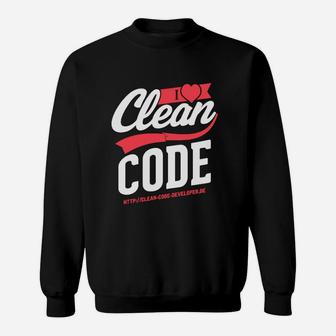I Love Clean Code Entwickler Sweatshirt, Programmierer Tee in Schwarz - Seseable