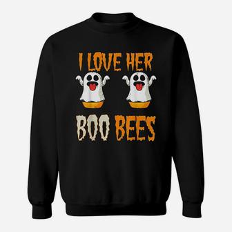 I Love Her Boo Bees Matching Couples Halloween Costume Sweat Shirt - Seseable