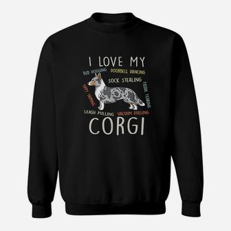 I Love My Cardigan Welsh Corgi Dog Mom Dad Funny Cute Gift Sweat Shirt - Seseable