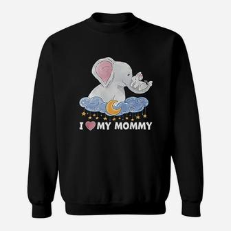 I Love My Mommy Cute Elephants With Moon And Stars Sweat Shirt - Seseable