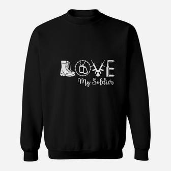 I Love My Soldier Proud Army Mother Wife Girlfriend Sister Sweat Shirt - Seseable