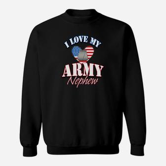 I Love My Us Army Nephew Dog Tag Heart Men Women Sweat Shirt - Seseable