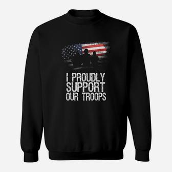 I Proudly Support Our Troops Veterans Day Vintage Usa Flag Sweat Shirt - Seseable
