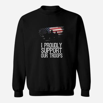 I Proudly Support Our Troops Veteran's Day Vintage Usa Flag Sweat Shirt - Seseable