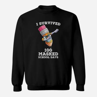 I Survived 100 School Days Dabbing Crayon Sweat Shirt - Seseable
