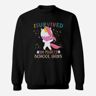 I Survived 100 School Days Dabbing Unicorn Sweat Shirt - Seseable
