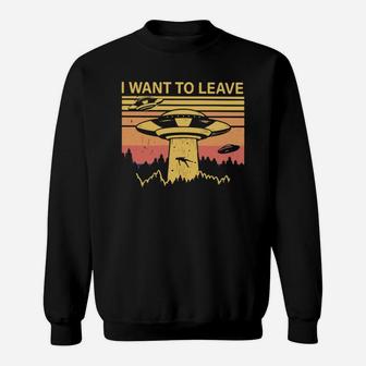 I Want To Leave Alien Vintage Retro Sweat Shirt - Seseable