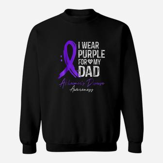 I Wear Purple For My Dad Alzheimers Disease Awareness Sweatshirt - Seseable