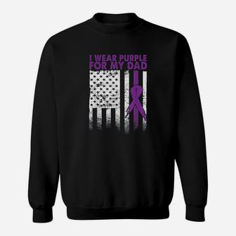 I Wear Purple For My Dad Pancreatic Canker Awareness Sweat Shirt - Seseable
