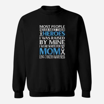 I Wear White For My Mom Lung Awareness Sweat Shirt - Seseable