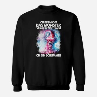 Ich bin nicht das Monster Sweatshirt, Schwarzes mit Monster-Grafik und Slogan - Seseable