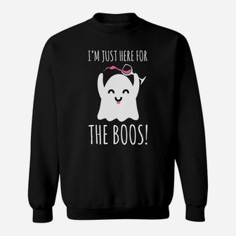 Im Just Here For The Boos Cute Wine Ghost For Women Sweat Shirt - Seseable