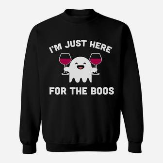 Im Just Here For The Boos Halloween Wine Women Sweat Shirt - Seseable