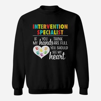 Intervention Specialist Cute Heart Teacher Gift Sweat Shirt - Seseable