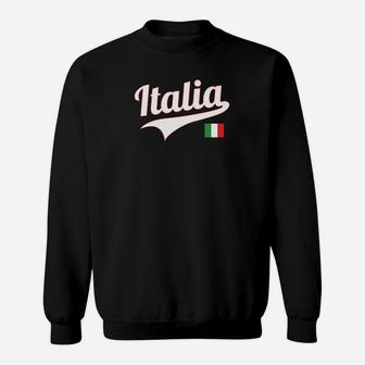 Italien Fan-Sweatshirt Schwarz mit Italia Aufdruck & Nationalflagge - Seseable