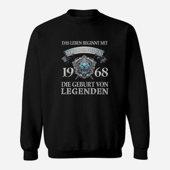 Jahrgang 1968 Motorrad Sweatshirt, Schwarzes Tee mit Lorbeerkranz Geburt von Legenden - Seseable