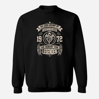 Jahrgang 1972 Schwarzes Sweatshirt, Legenden Geburtsjahr - Seseable