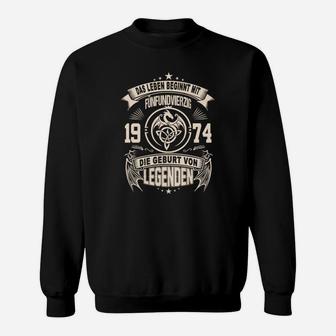 Jahrgang 1974 Legends Geburtstag Sweatshirt, Retro Design - Seseable