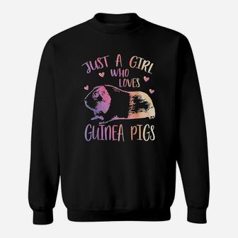 Just A Girl Who Loves Guinea Pigs Watercolor Pig Cute Gift Sweat Shirt - Seseable
