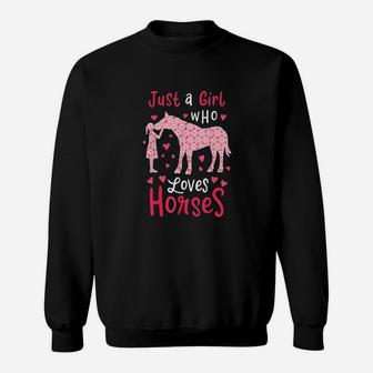 Just A Girl Who Loves Horses Cute Horse Lover Gift Sweat Shirt - Seseable