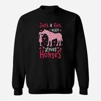 Just A Girl Who Loves Horses Cute Horse Lover Gift Sweat Shirt | Seseable CA