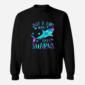 Just A Girl Who Loves Sharks Galaxy Shark Lover Girls Gifts Sweat Shirt - Seseable
