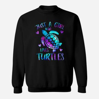 Just A Girl Who Loves Turtles Galaxy Space Sea Turtle Gift Sweatshirt - Seseable