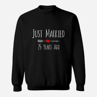 Just Married 25 Years Ago 26th Wedding Anniversary Gift Sweatshirt - Seseable