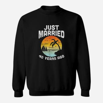 Just Married 40 Years Ago Anniversary Cruise Couple Gift Sweatshirt - Seseable
