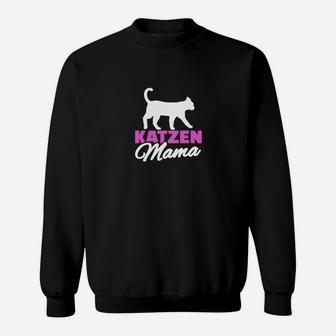 Katzen Mama Grafik-Sweatshirt für Damen, Lustiges Katzenmotiv in Schwarz - Seseable