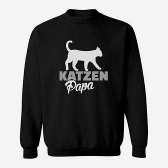 Katzen Papa Schwarzes Sweatshirt mit Silhouette-Design, Tee für Katzenliebhaber - Seseable