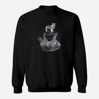 Katzen-Reflexion Schwarzes Sweatshirt, Künstlerisches Design für Katzenliebhaber - Seseable