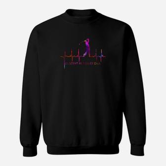 Katzen-Silhouette Herzschlag-Linie Schwarzes Sweatshirt, Liebhaber-Design - Seseable