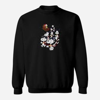 Kawaii Weltraum Schwarzes Sweatshirt, Niedliches Astronauten Design Tee - Seseable