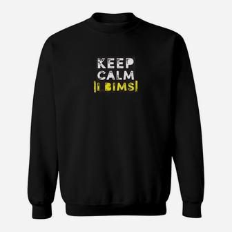 Keep Calm IT BIMS Schwarzes Sweatshirt, Slogan-Design für Geek-Kultur - Seseable