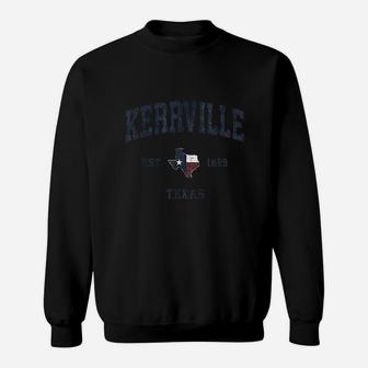 Kerrville Texas Tx Vintage State Flag Sports Navy Sweat Shirt - Seseable
