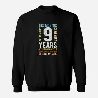 Kids 9th Birthday 9 Years Old Vintage Retro 108 Months Sweat Shirt - Seseable