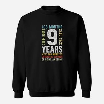 Kids 9th Birthday 9 Years Old Vintage Retro 108 Months Sweat Shirt - Seseable