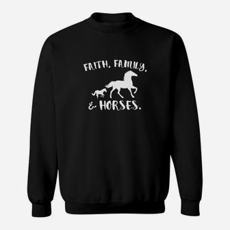 Kids Faith Family And Horses Riding Racing Racetrack Rodeo Sweat Shirt - Seseable