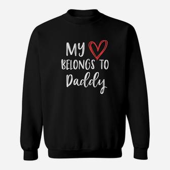 Kids My Heart Belongs To Daddy Kids Fathers Day Premium Sweat Shirt - Seseable