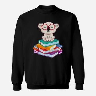 Koala Bear Reading Books Bookworm Gift Sweat Shirt - Seseable