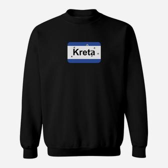 Kreta-Kennzeichen Design Schwarz Sweatshirt, Modisches Tee für Reiseliebhaber - Seseable