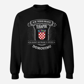Kroatisches Schachbrettmuster Sweatshirt, Heimatliebe Schwarzes Tee - Seseable